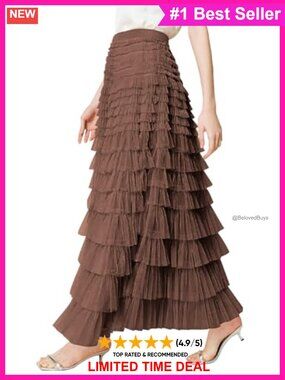 Women's Tulle Maxi Skirt High Waist Tiered A-Line Layered Fairy Skirt